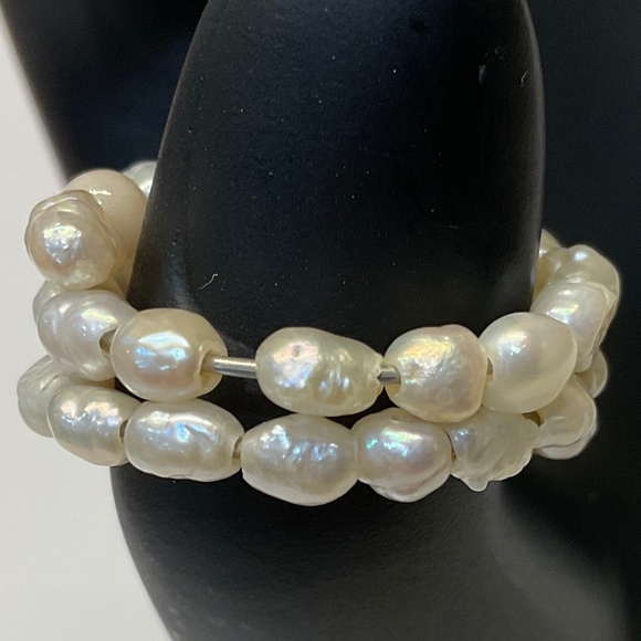 Avon Freshwater Pearl Twisted Bracelet & Ring Set Gold Colored Beads Signed Avon - Picture 6 of 8